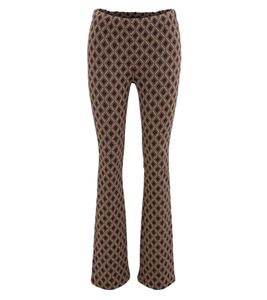 Aniston CASUAL Pantalón de tela para mujer, cómodo pantalón sin cordones con estampado de rombos en toda la prenda 53784715 beige/negro/violeta