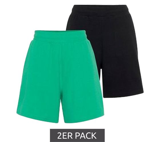 2er Pack AjC Damen Sommer-Shorts kurze Hose Mode-Bermuda 37358347 Grün/Schwarz