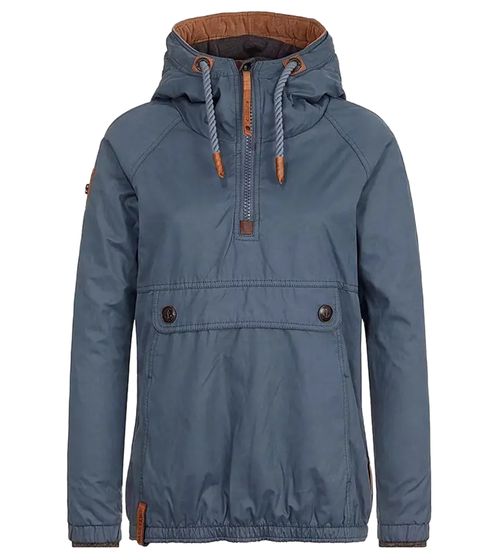 Naketano Penisbutter women's spring jacket, modern everyday jacket with hood 1801-0564-1230 petrol blue