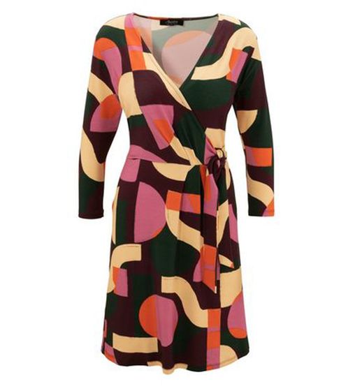 Aniston Selected Mini-robe femme Robe en jersey à motifs colorés avec nœud latéral coloré