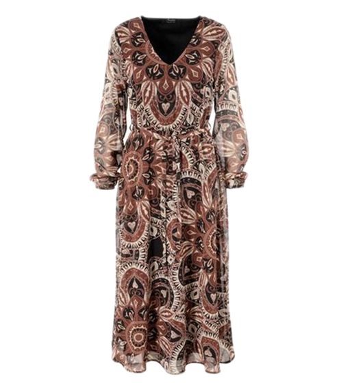 Aniston SELECTED maxi abito da donna con stampa all-over vestito estivo 76445867 marrone/colorato