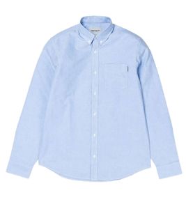 Carhartt WIP Button Down Pocket Langarm-Hemd Stylisches Baumwoll-Shirt I022069 80 Blau