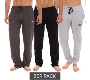 Pack de 2 pantalones de pijama para hombre HARVEY MILLER POLO CLUB, pantalones de algodón, pantalones finos para dormir con bolsillos, pijama loungewear, gris oscuro, negro o gris claro