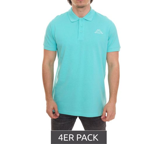 Pack de 4 polos Kappa Veeny Pique camisa de algodón para hombre con logo bordado paquete económico 707133 turquesa