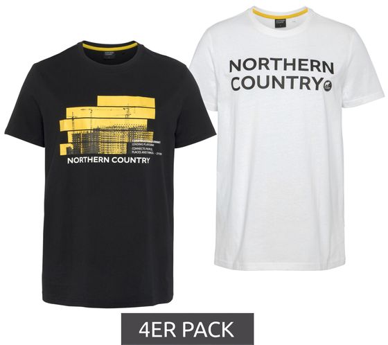 Lot de 4 T-shirts homme NORTHERN COUNTRY avec chemise en coton imprimé sur le devant 00013162 noir/blanc