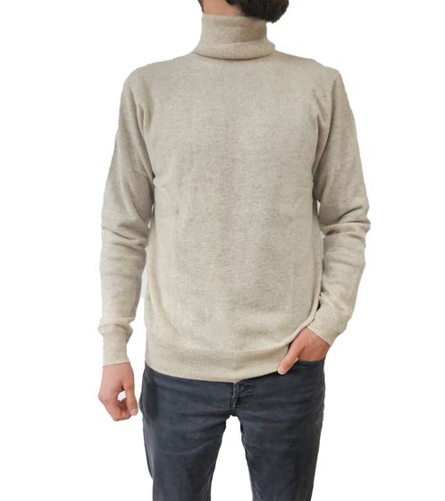 ZWILLINGSHERZ Jersey de hombre 100% cashmere jersey de cuello alto camisa de manga larga 11199 beige