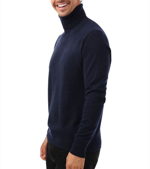 ZWILLINGSHERZ maglione da uomo 100% cashmere maglione a collo alto camicia a maniche lunghe 7079 blu