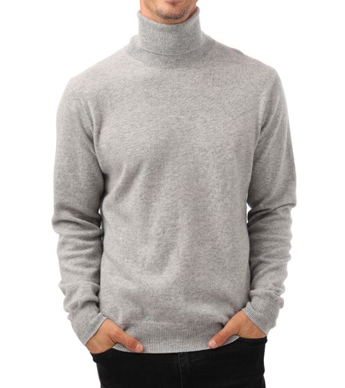 ZWILLINGSHERZ Men's 100% Cashmere Sweater Turtleneck Sweater Long Sleeve Shirt 7079 Light Grey