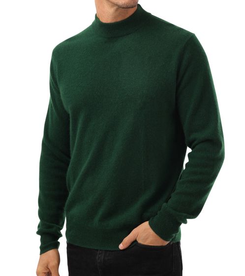 ZWILLINGSHERZ Jersey de hombre 100% cachemira con cuello alto, camisa de manga larga, verde