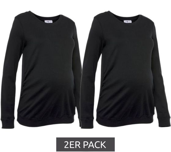 Pack de 2 camisetas premamá sencillas de nueve 9 meses para mujer, pack ahorro de moda premamá 51076156 negro