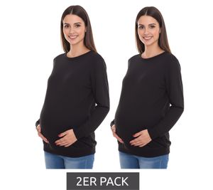 2er Pack neun 9 monate Damen schlichtes Schwangerschafts-Shirt Umstands-Mode Sparpack 51076156 Schwarz