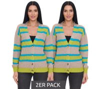 Confezione da 2 cardigan giacca in maglia da donna Aniston CASUAL chiusura con bottoni 85595338 beige/blu/verde