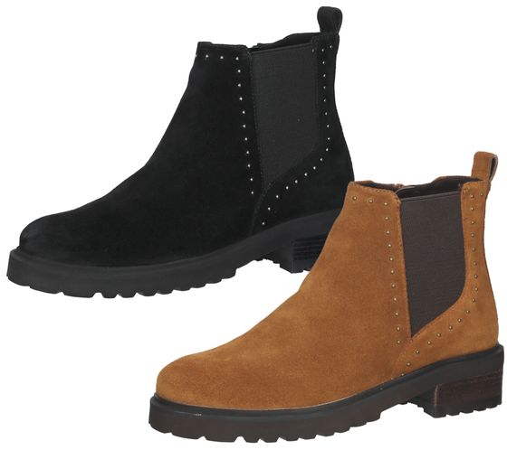 SPM Lano Stivaletti Donna in Vera Pelle con Bordi Rivetti Chelsea Boots SPM11000017 Marrone o Nero