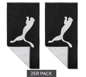 Pack de 2 toallas de baño de algodón PUMA, toalla de felpa con logo grande de la marca, 70 cm x 140 cm 054552 01 negro/blanco