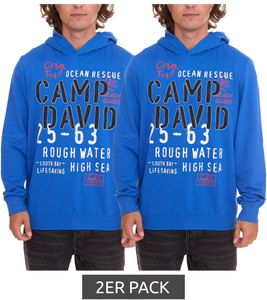 2er Pack CAMP DAVID Herren Sweat-Pullover mit Baumwollanteil Kapuzen-Pullover Limited Edition von Dieter Bohlen Sparpack Langarm-Shirt Blau