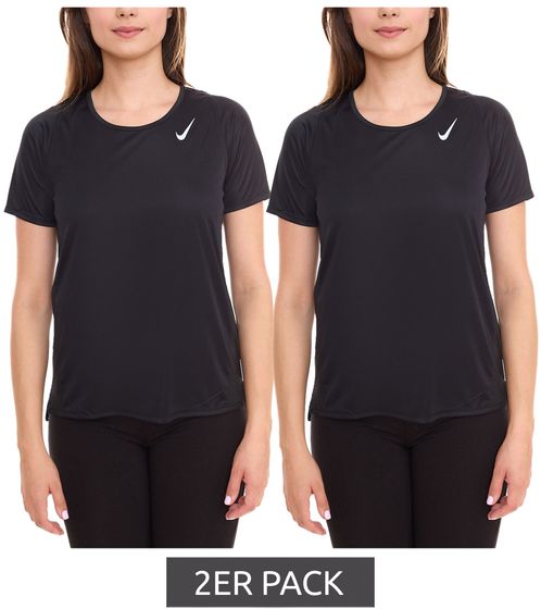 Pack de 2 camisetas NIKE Dri-FIT Race para mujer, camiseta fitness de manga corta, camiseta deportiva aireada, paquete económico DD5927 010 negro