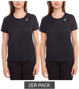 2er Pack NIKE Dri-FIT Race Damen T-Shirt kurzärmliges Fitness-Shirt luftiges Sport-Shirt Sparpack DD5927 010 Schwarz