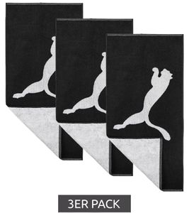 Pack de 3 toallas de baño de algodón PUMA, toalla de felpa con logo grande de la marca, 70 cm x 140 cm 054552 01 negro/blanco