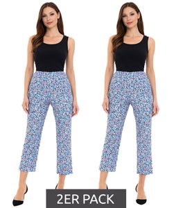 2er Pack Aniston CASUAL Damen 7/8-Hose lässige Sommer-Hose mit Blümchen-Muster Sparpack 17521410 Blau