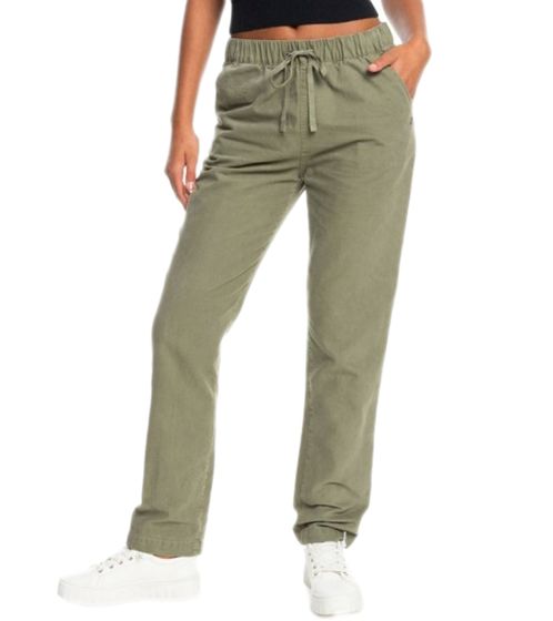 Pantalones vaqueros de mujer ROXY Slow Swell Pantalones de algodón con cordón Pantalón de lona ERJNP03467 TPC0 Verde