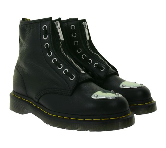 Dr. Martens 1460 MP Toe Plate Lunar Boots with Zipper Real Leather Boots with Metal Toe Cap 31682001 Black