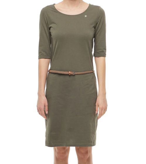 Ragwear Tamila Organic women's fashionable summer dress PETA-Approved vegan dress with waist belt 2211-20058 5031 light olive