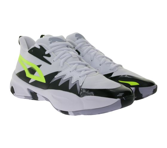 Zapatillas de baloncesto para hombre PUMA Genetics con zapatillas deportivas ProFoam 309691 01 blanco/negro/amarillo