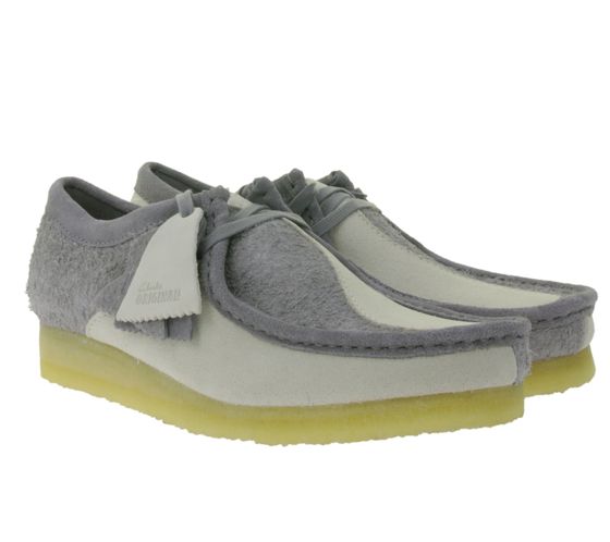 Clarks Originals Wallabee Women's Nubuck Leather Lace-Up Shoes Real Leather Boat Shoes 26176525 Grey/Beige