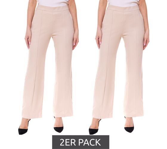 Pack de 2 MAC Chiara-Pantalón largo de mujer de tela con estampado en zigzag, pantalón business sostenible 79232064 beige