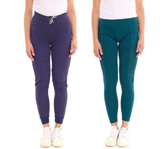 Leggings da donna FAYN SPORTS in verde o pantaloni da jogging in pantaloni da allenamento blu scuro