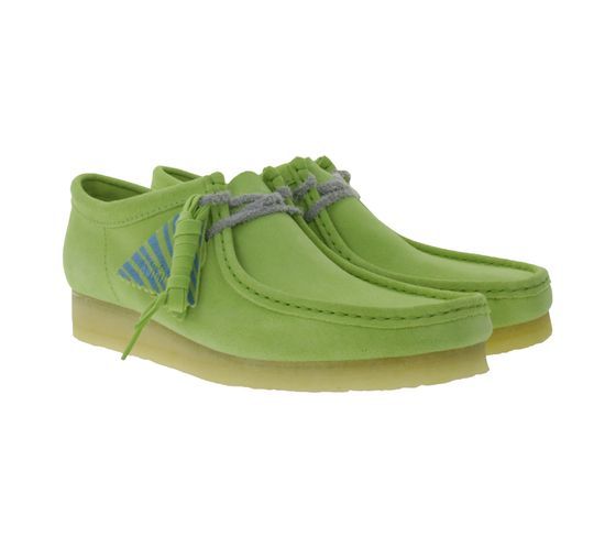 Clarks Wallabee men's lace-up shoes made of real leather in a moccasin style, low shoes 26175855 green