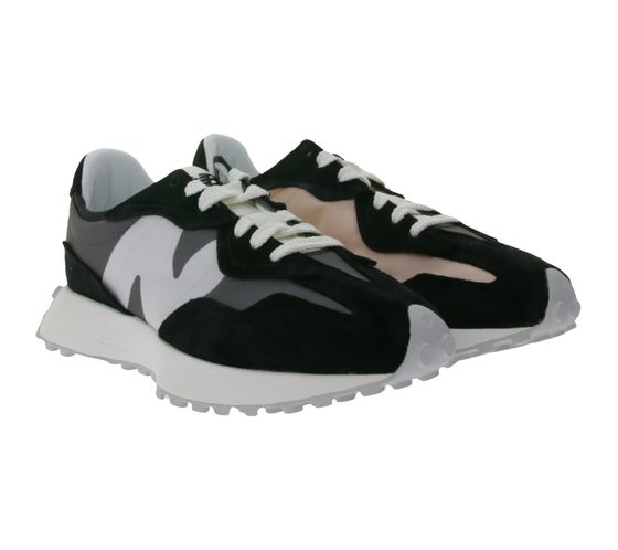 New Balance Echtleder-Sneaker modische Low-Top Schuhe im Retro-Look U327WEM Schwarz/Weiß/Rosa