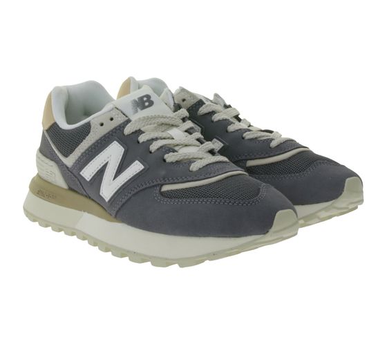 New Balance Damen Echtleder-Sneaker modische Low-Top Schuhe mit ENCAP-Mittelsohle U574LGDB Grau/Beige/Weiß