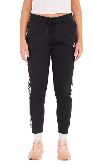 adidas Essentials French Terry 3-Streifen Damen Trainings-Hose Tapered Cuffed Jogginghose Kurzgröße GM8733 Schwarz