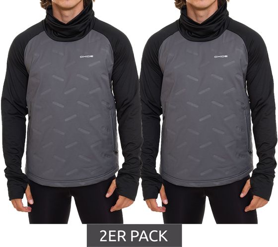 Pack de 2 sudaderas deportivas cortavientos de hombre OXIDE Running con letras de la marca en la parte delantera 7311180 Gris/Negro