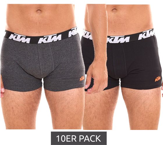 Pack de 10 calzoncillos tipo bóxer para hombre KTM, ropa interior cómoda con logo estampado KTM1BCX2ASS1BLDGL gris oscuro/negro