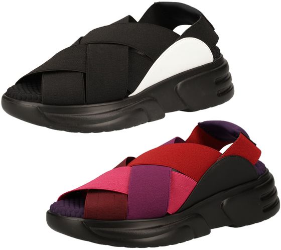 RAPISARDI FLASH Damen Sommer-Schuhe Riemen-Sandale Plateau-Schuhe Made in Italy Schwarz oder Schwarz/Rot/Violett