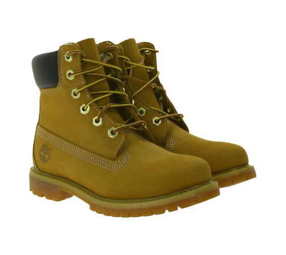 Timberland Botas de mujer premium de 6 pulgadas, zapatos de invierno resistentes a la intemperie hechos de cuero auténtico 10361 marrón claro