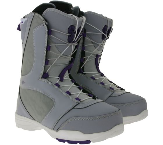 NITRO Flora TLS bottes de snowboard pour femmes avec semelle amortissante bottes de sports d'hiver 848577-005 gris/violet