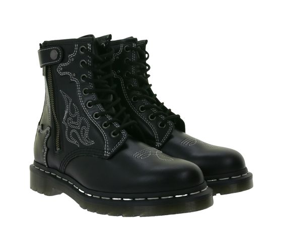 Dr. Martens 1460 GA lace-up boots with contrast stitching, genuine leather boots in western style 31624001 Black