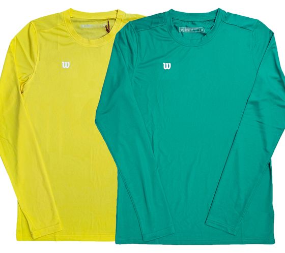 Camiseta deportiva sostenible para hombre Wilson, camiseta de entrenamiento, camiseta de manga larga, fitness OUT-BB-M-05 verde o amarillo