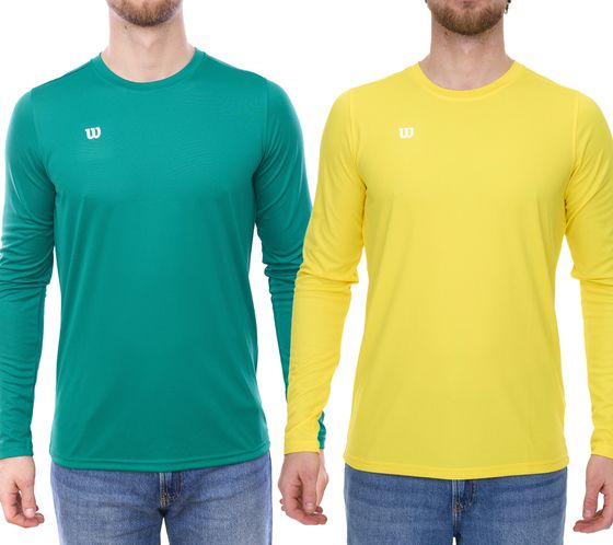 Maglia sportiva da allenamento Wilson sostenibile da uomo, maglia a maniche lunghe, fitness OUT-BB-M-05 verde o giallo