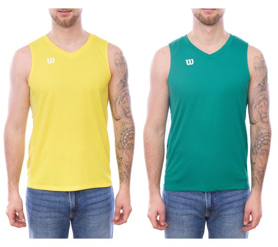 Camiseta de entrenamiento sin mangas sostenible para hombre Wilson con cuello en V camiseta deportiva fitness OUT-BB-M-01 amarillo o verde