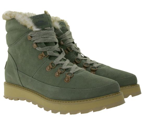 ROXY women's waterproof genuine leather boots, lined winter shoes, lace-up shoes, ankle boots ARJB700702 light green