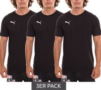 3er Pack Puma TeamGOAL 23 Casual Herren Baumwoll-Shirt mit Logo-Stickerei schlichtes T-Shirts 656578 Schwarz oder Grau