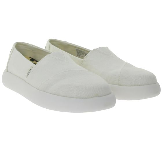 TOMS Zapatillas slip-on de mujer Alpargata Mallow con banda elástica, zapatos slip-on con suela OrthoLite 10016730 blanco