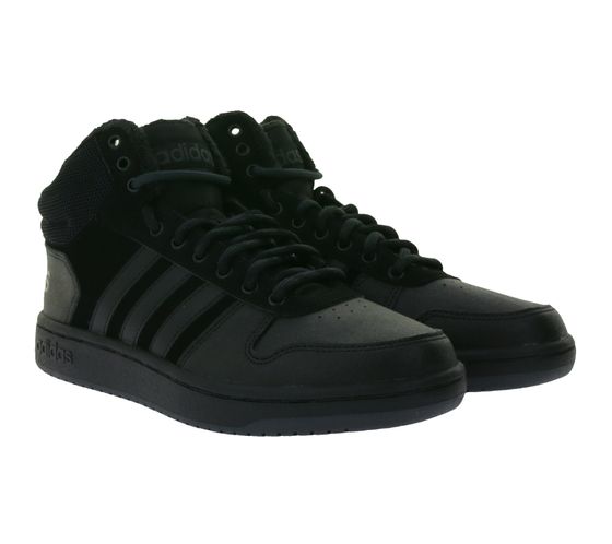 adidas HOOPS 2.0 Herren gefutterte Mid Top Sneaker wetterfeste Outdoor Schuhe Basketball B44621 Schwarz