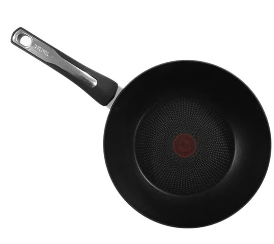 Tefal Selection Wokpfanne mit kratzfester Titanium-Antihaftbeschichtung für alle Herdarten Küchen-Zubehör Küchen-Pfanne Durchmesser 28cm G2841932 Schwarz/Silber