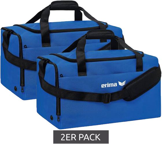 Pack of 2 erima Sportsbag Team Bag Sports Bag Football Bag with Wet Compartment Fitness Studio Bag 65 Liter Economy Pack 7232103 Blue