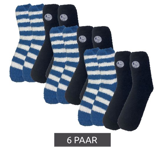 6 paia di calze calde e coccolose PEANUTS, calzini invernali comodi con toppa con logo, blu scuro/azzurro